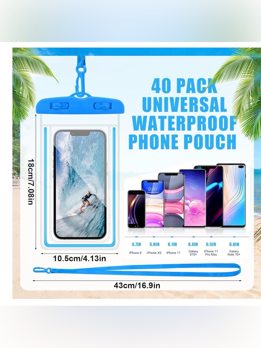 Universal Purple Waterproof Cell Phone Pouch - Picture 3 of 5